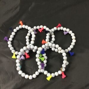 BaubleBar Howlite Beaded Tassel Stretch Set (G1)